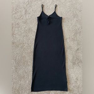 Topshop Black Ribbed Strappy Maxi Dress Women's Size 4